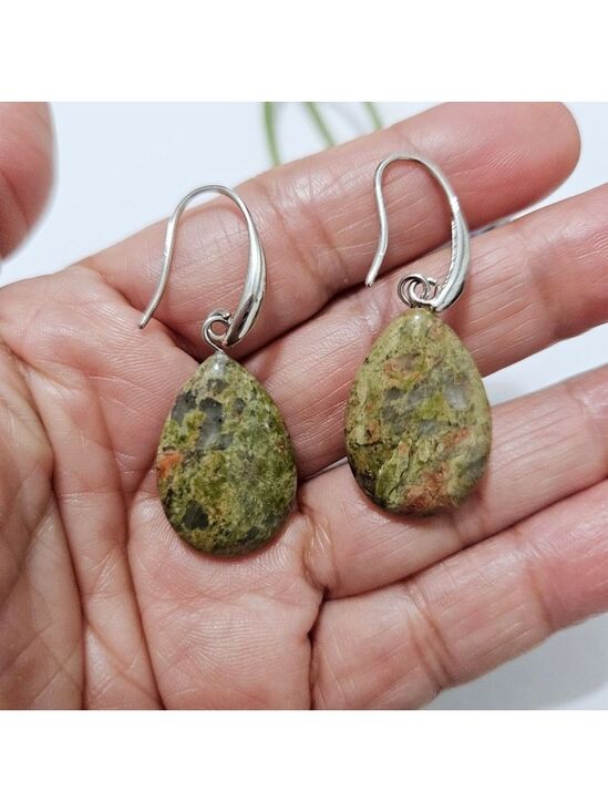 Jewelry - NWOT  Unakite Jasper Teardrop Earrings